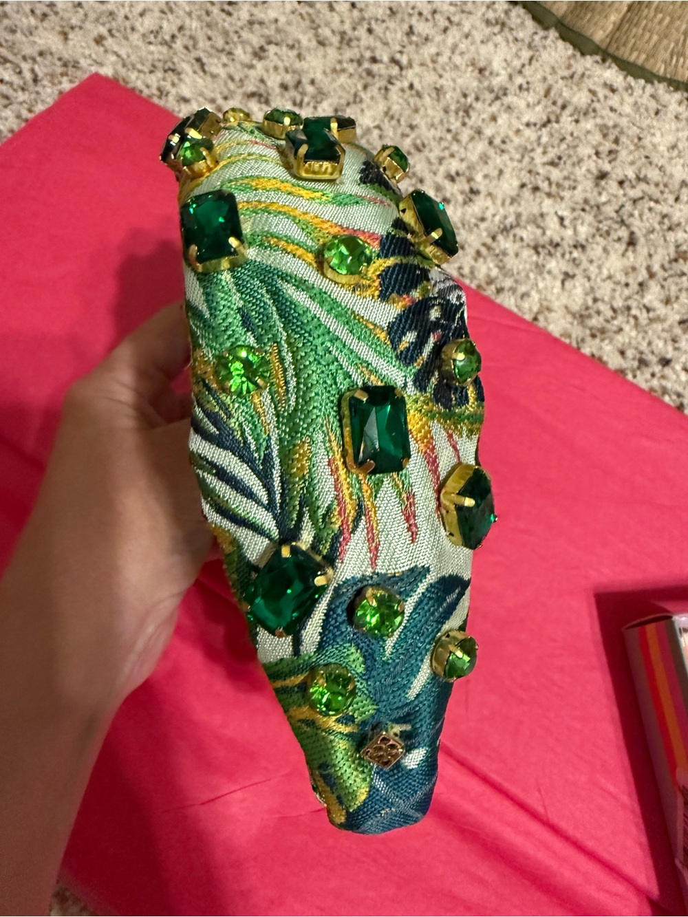 Brianna Cannon Green Tropical Embellished Women's Headband - Picture 3 of 8